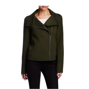 Vince Palm/ Dark Green Wool Funnel Jacket Size medium